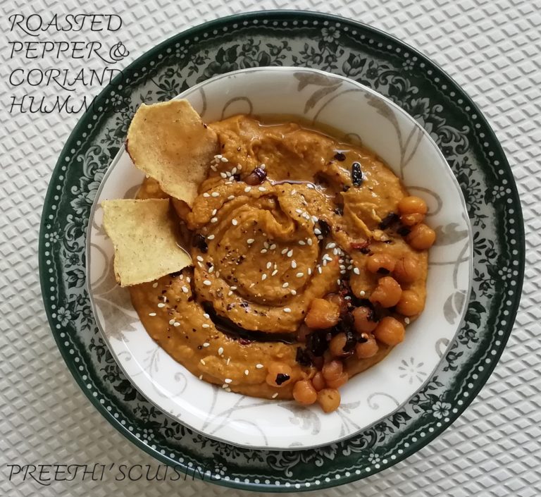 ROASTED PEPPER & CORIANDER HUMMUS Preethi's Cuisine
