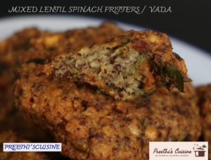 MIXED LENTIL SPINACH FRITTERS / VADA
