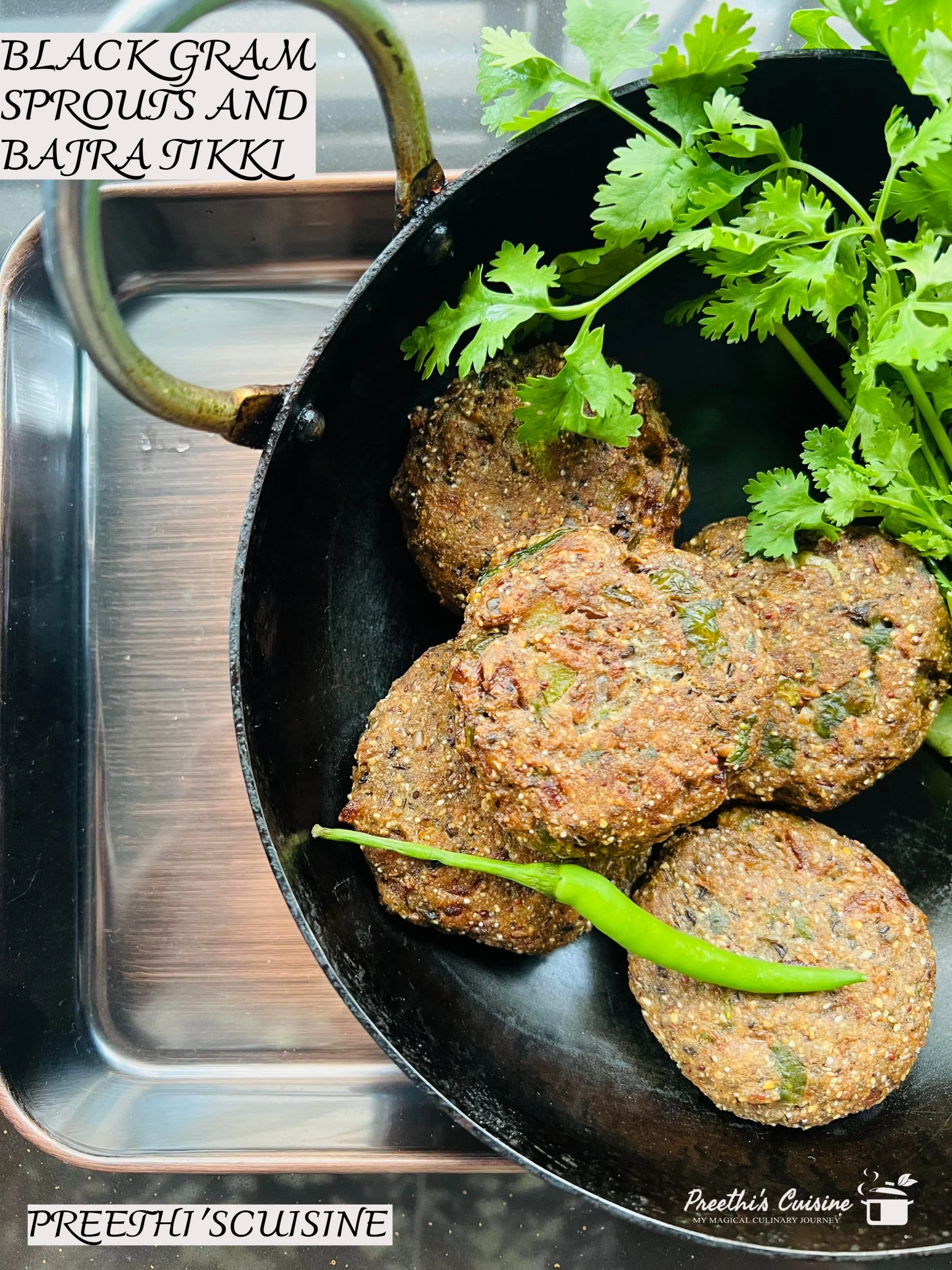 BLACK GRAM SPROUTS AND BAJRA TIKKI